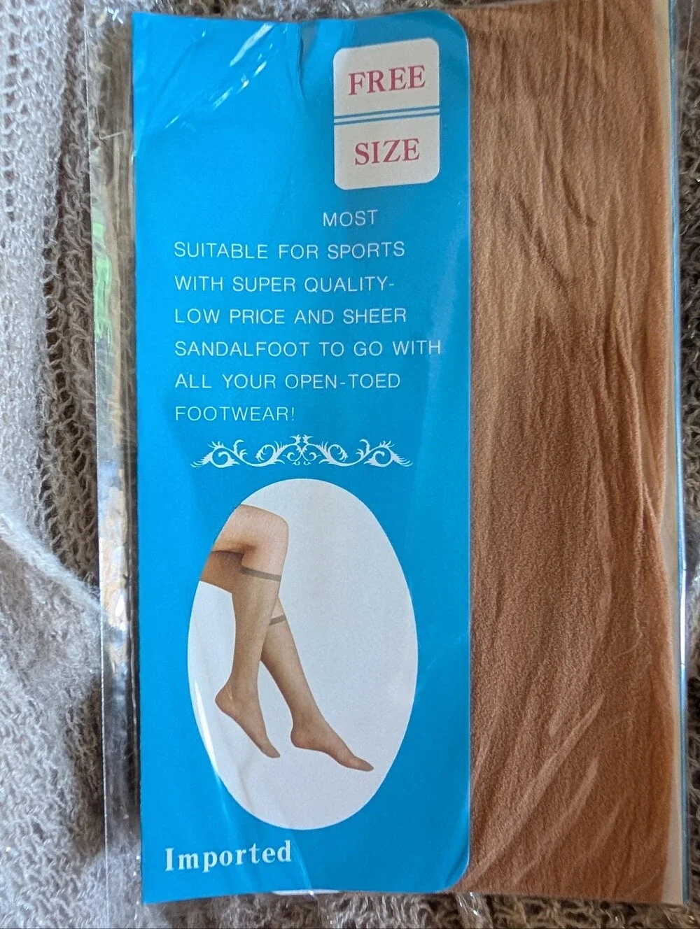 Vintage NOS Anshaddy Knee High Nylon Socks Nude Sheer Sealed New One Size